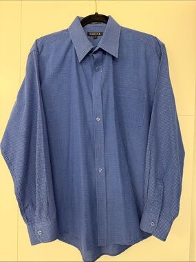 George Men’s Blue Micro-Check Dress Shirt